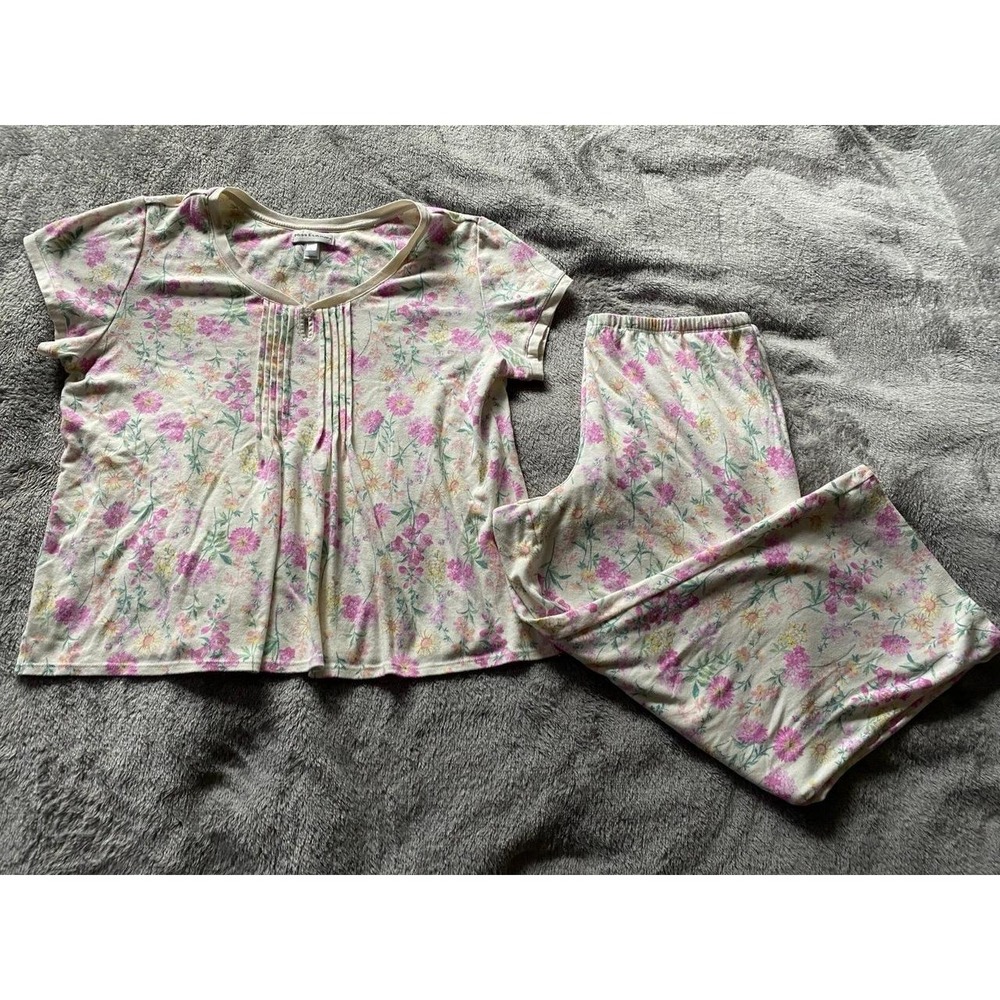 Miss Elaine Pajama Set Two Piece Floral Crop Set Large s52